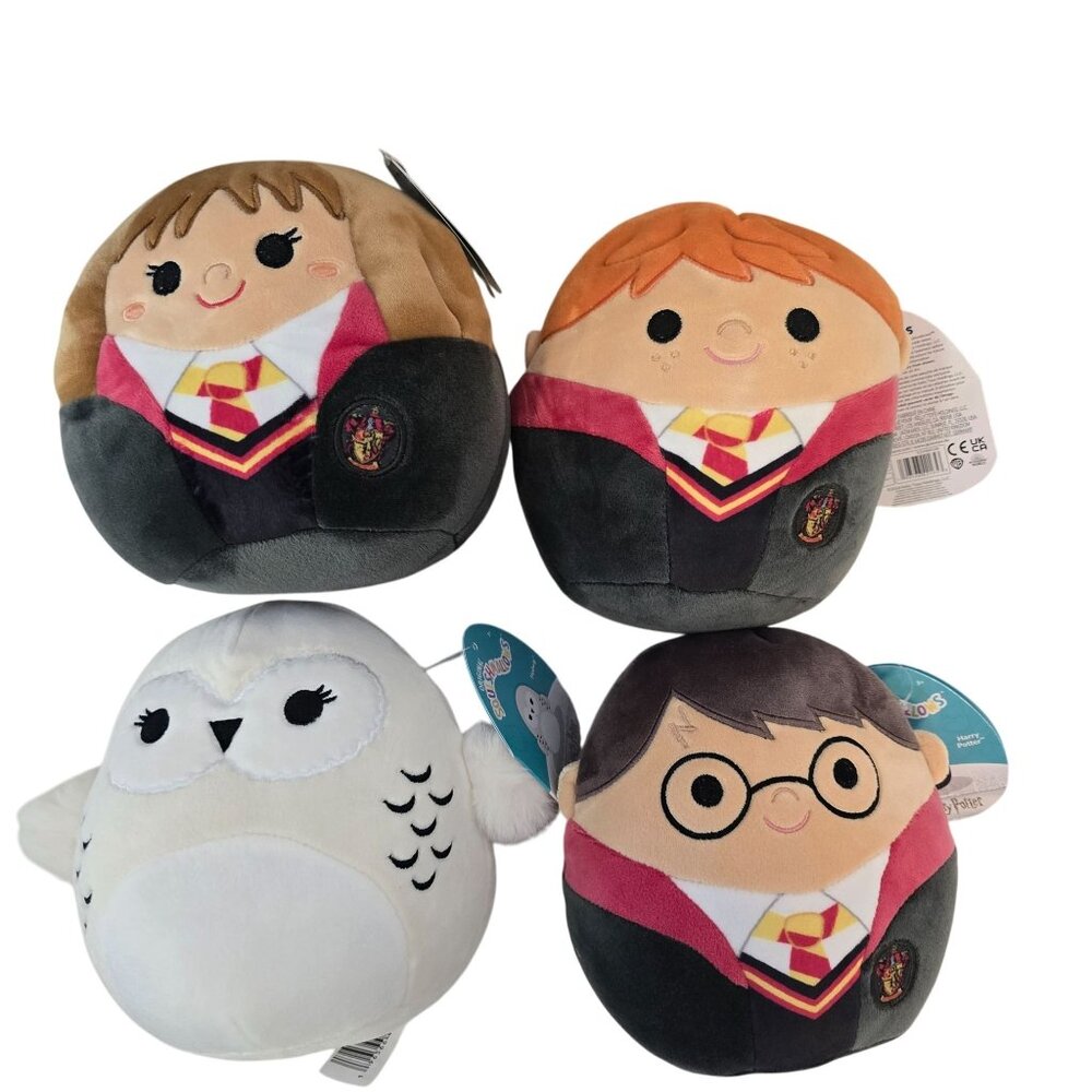 Harry Potter Squishmallows Plush Set Of 4 - Harry Hermione Ron & Hedwig 6" NWT
